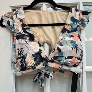 Ashley Graham Swimsuits For All Tropical Crane Beach Bikini Swim Top Size 14 NWT